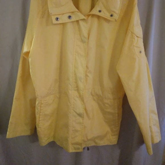 New York & Company Yellow Silk Hooded Utility Jacket - Picture 2 of 2